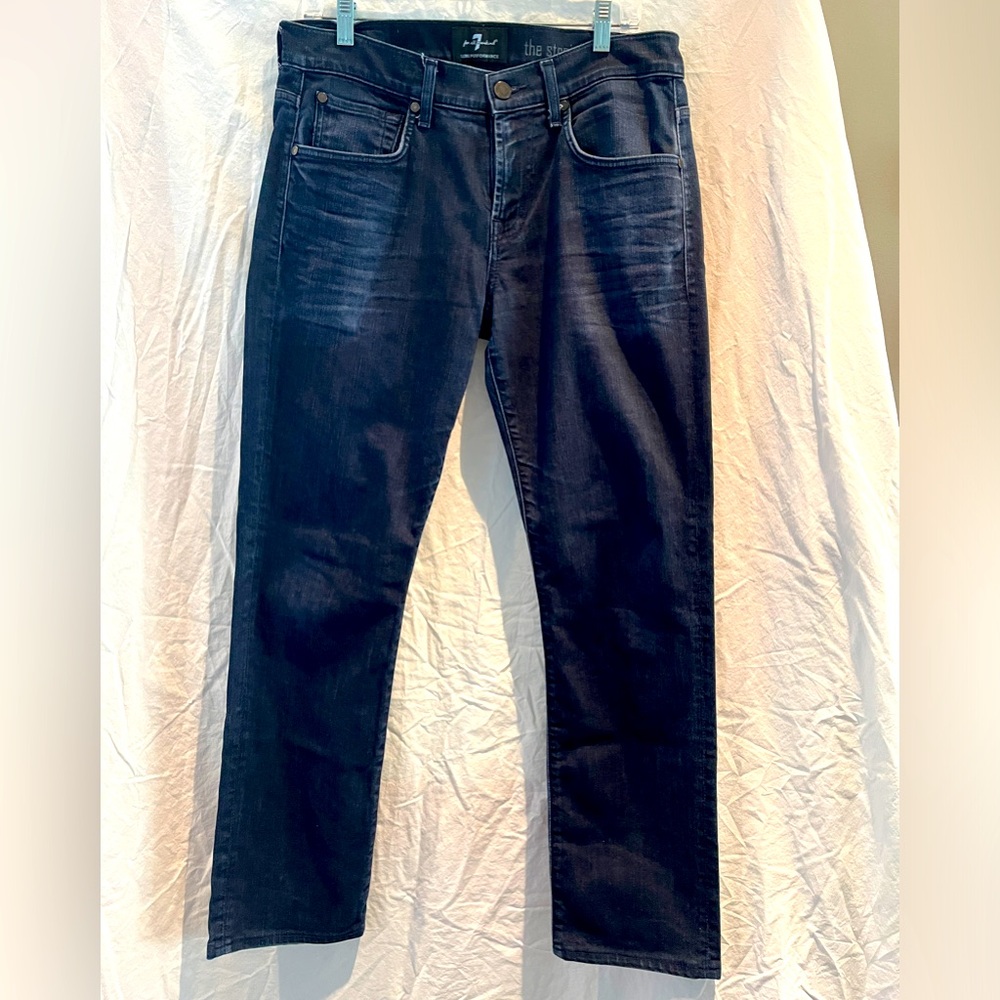 7 For All Mankind The Straight Jeans Mens Size 32 Dark Blue Mid Rise